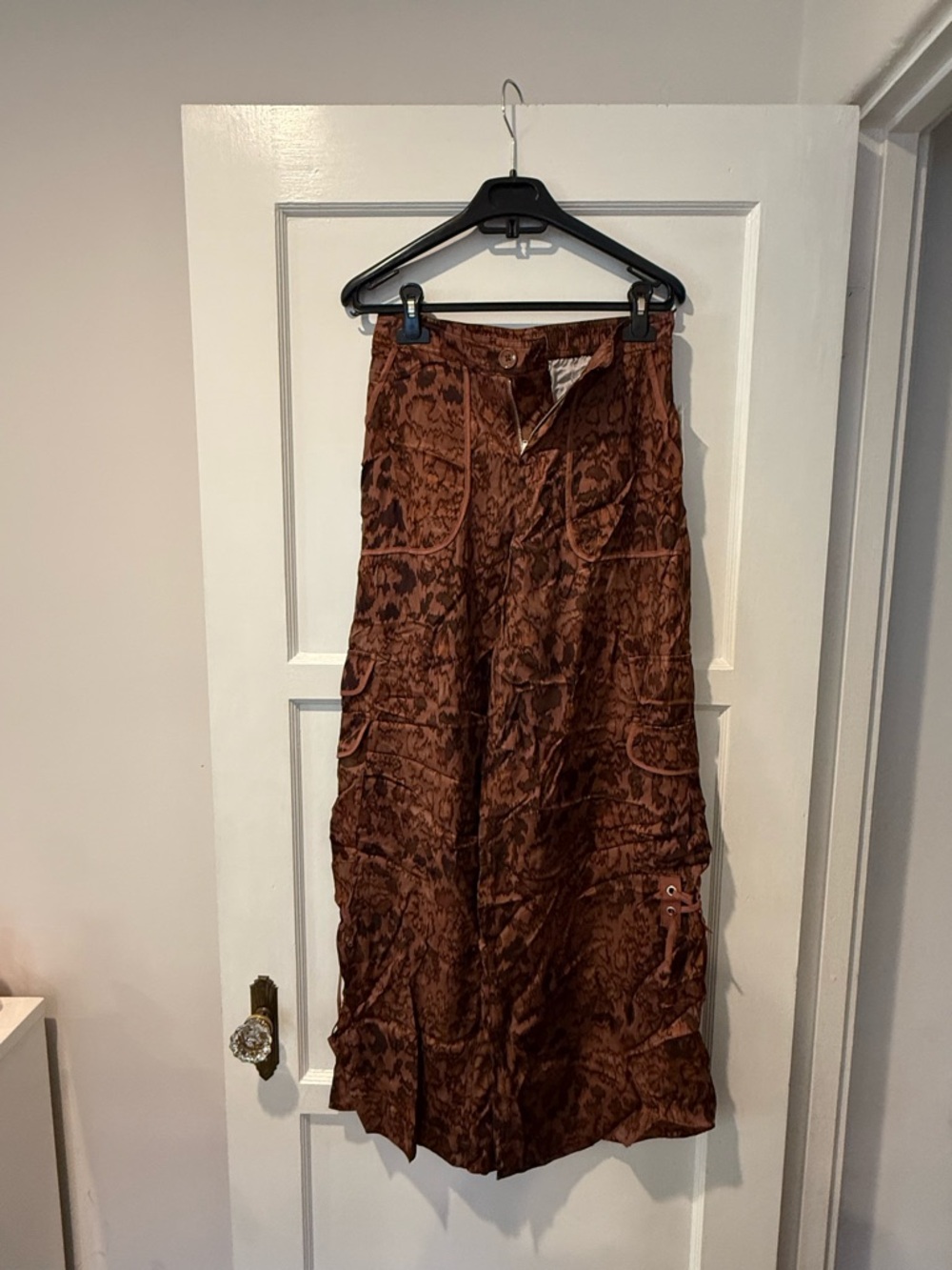 Anthropologie Brown Patterned wide leg pants